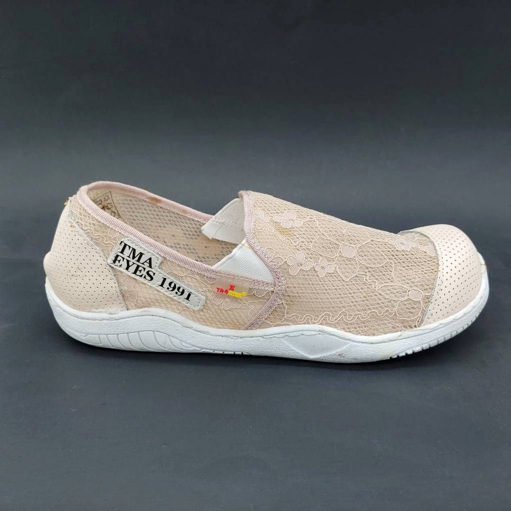 TMA Eyes Womens‎ Ballet Flats Shoes Beige Floral Lace Leather Slip On EUR 41